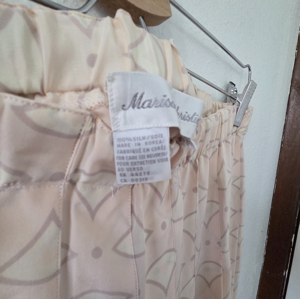 Marissa Christina Vintage Soft Pink A-Line Pleated Midi Skirt Medium 100% Silk - Picture 4 of 4